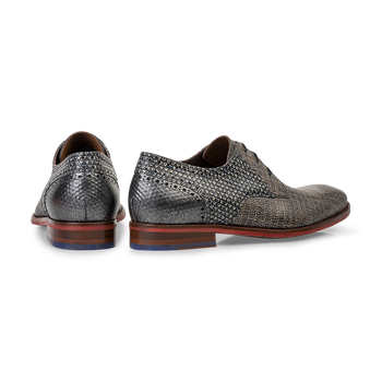 Schn&uuml;rschuh Leder-Print taupe