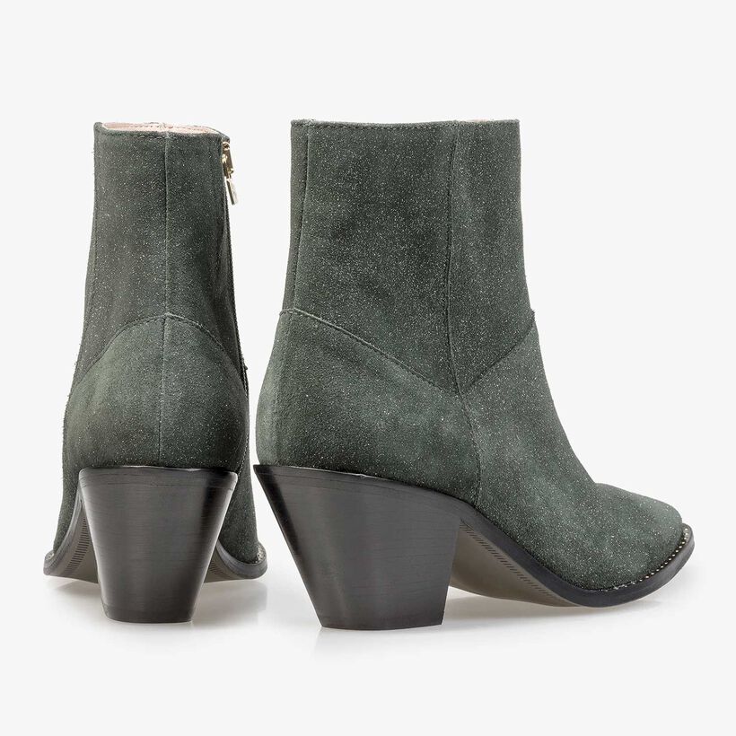 Olive green Western boot with glitter effect