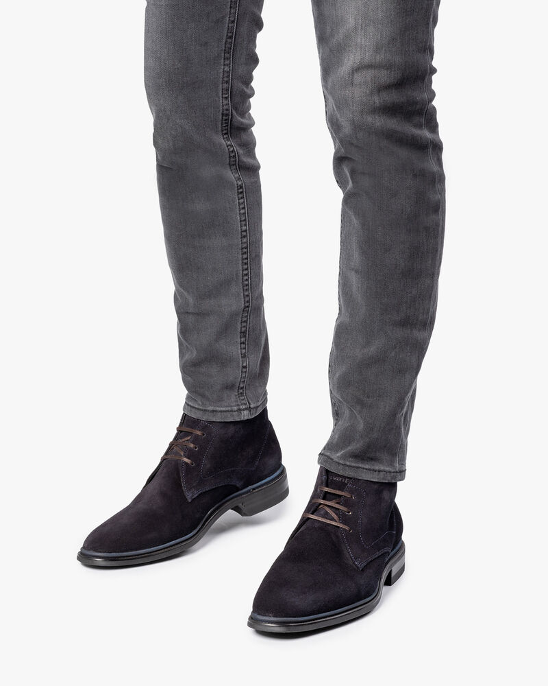 Schn&uuml;rstiefel Wildleder blau