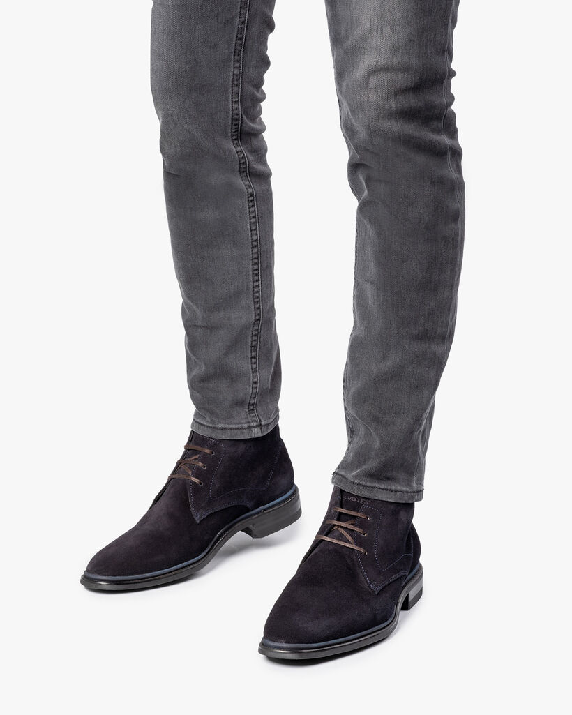 Schn&uuml;rstiefel Wildleder blau