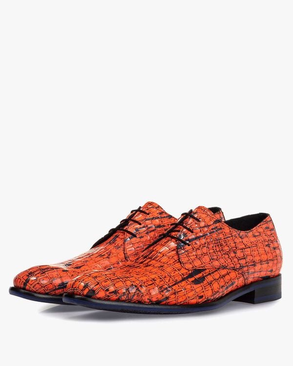 Schn&uuml;rschuh Lackleder orange