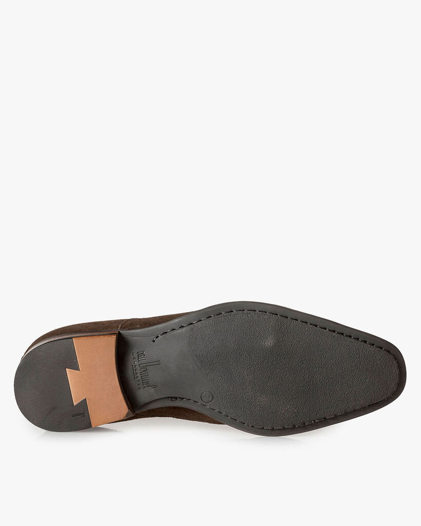 Dunkelbrauner Wildleder-Schn&uuml;rstiefel