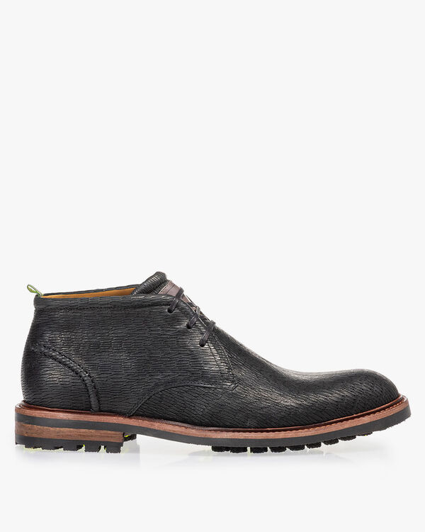 Lace boot black with print