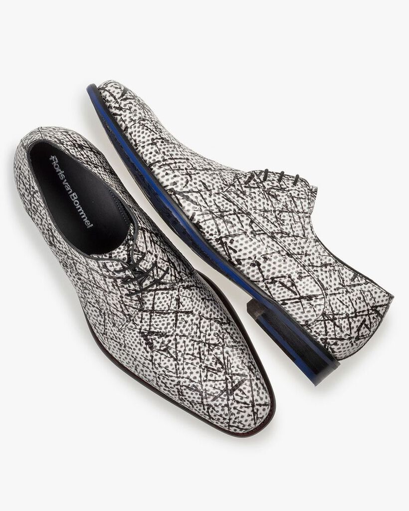 Schn&uuml;rschuh Lederschwarz-wei&szlig;