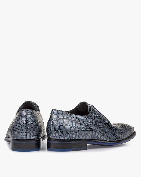 Schn&uuml;rschuh metallic blau