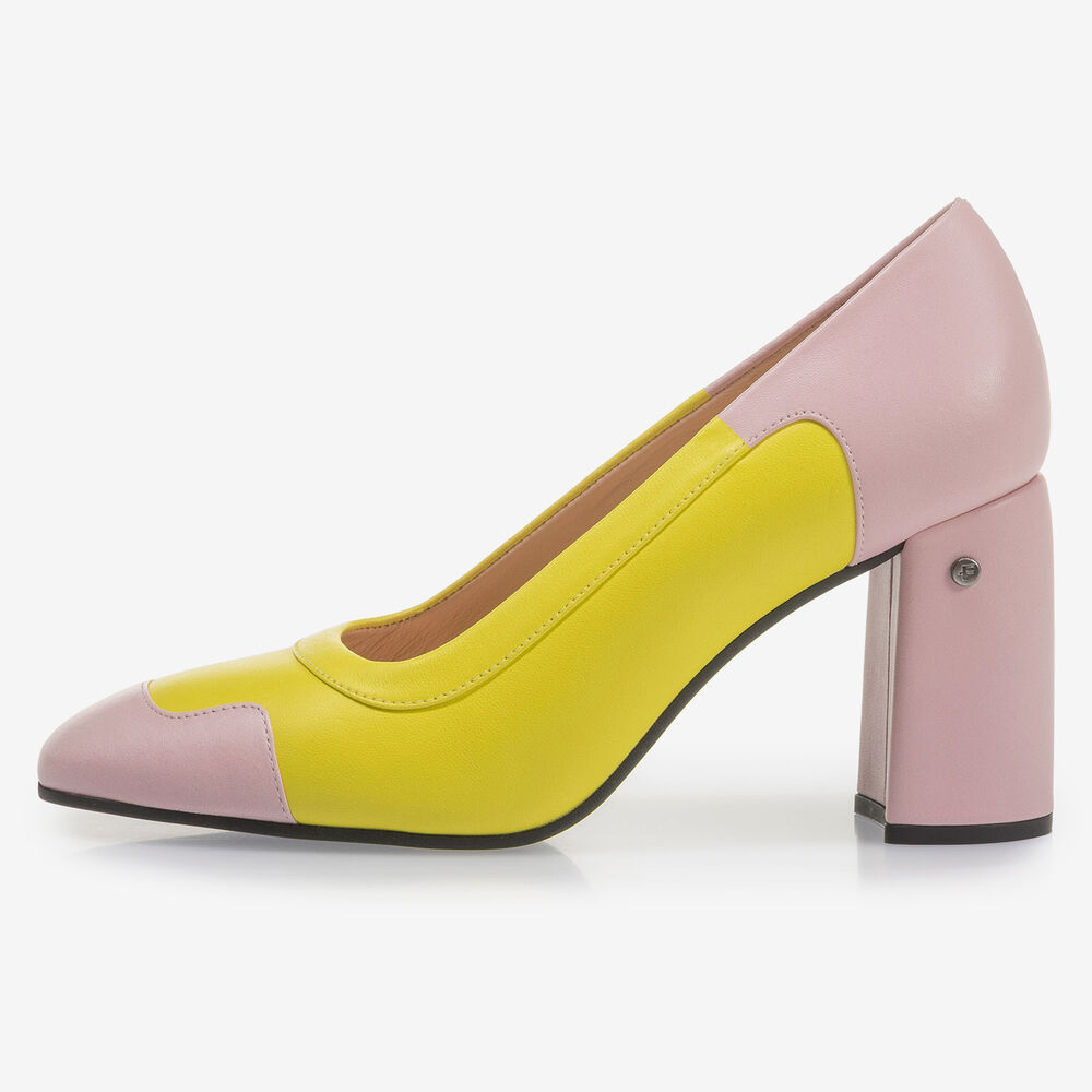 Gelb-pinke Nappaleder-Pumps