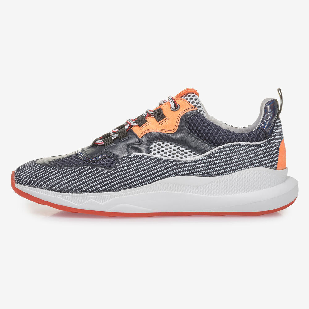 Premium orange and black suede leather sneaker