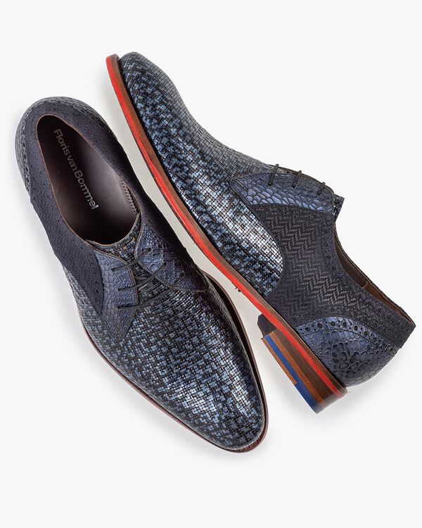 Schn&uuml;rschuh blau metallic