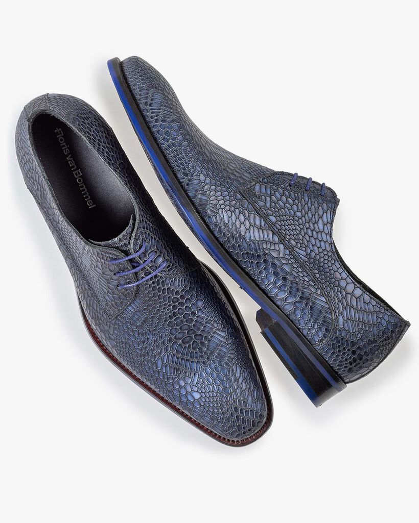 Schn&uuml;rschuh metallic blau