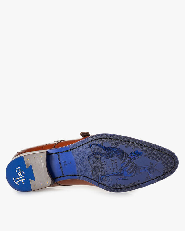 Schnallenschuh Kalbsleder cognac