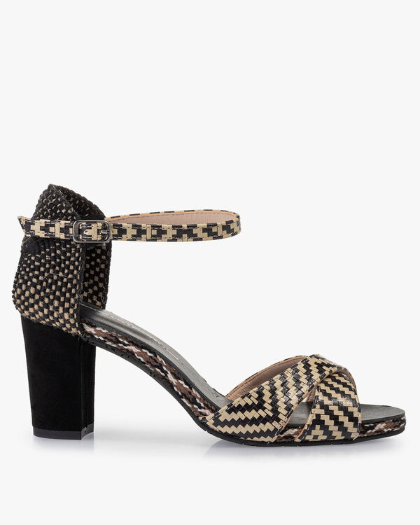 Sandale Leder mit Print schwarz-wei&szlig;