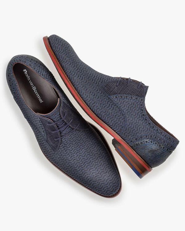 Schn&uuml;rschuh Nubukleder blau