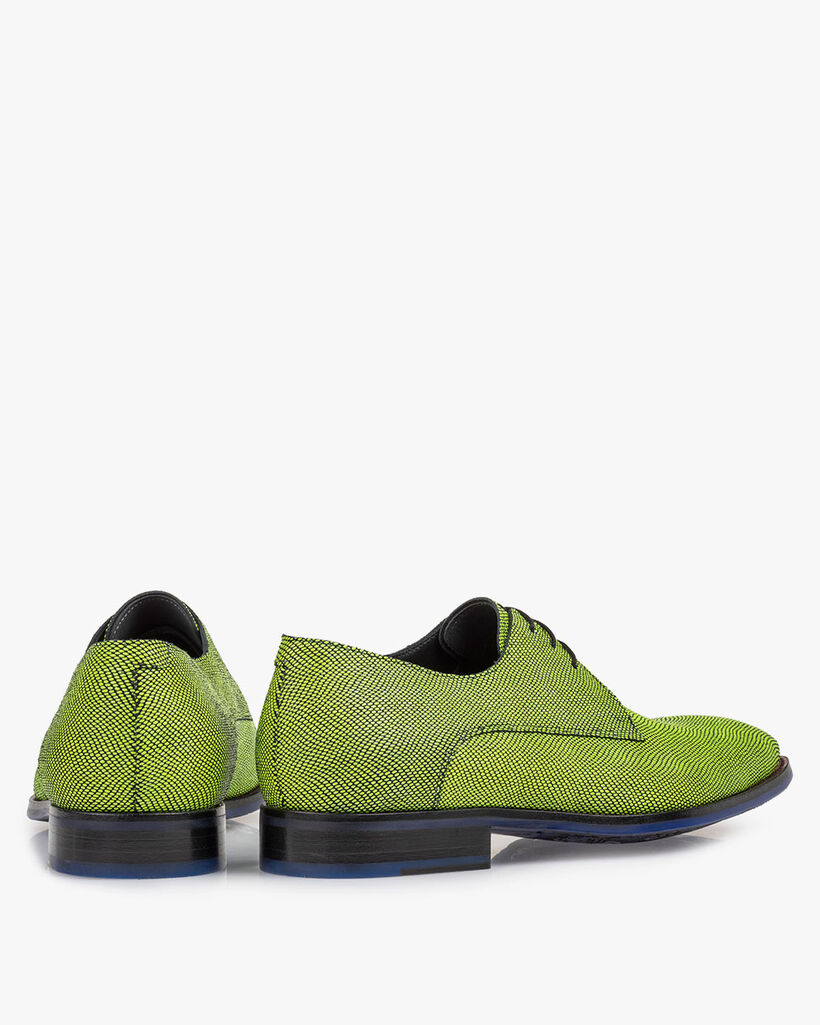 Lace shoe printed suede leather yellow