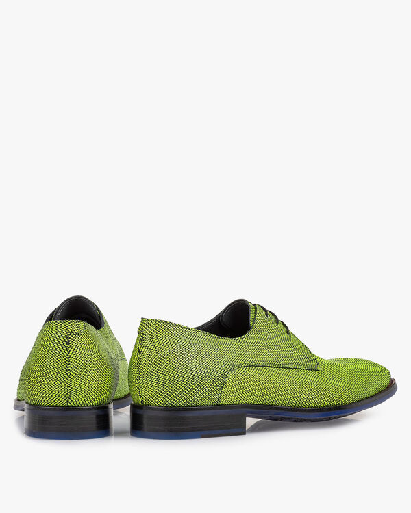 Lace shoe printed suede leather yellow