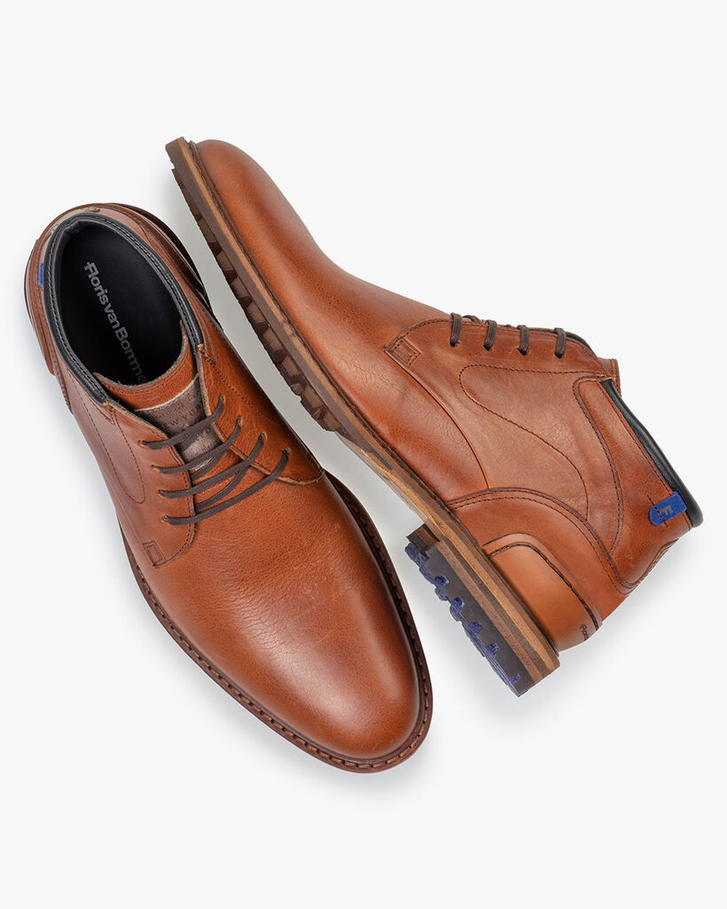 Schn&uuml;rstiefel Leder cognac