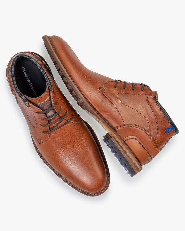 Schn&uuml;rstiefel Leder cognac
