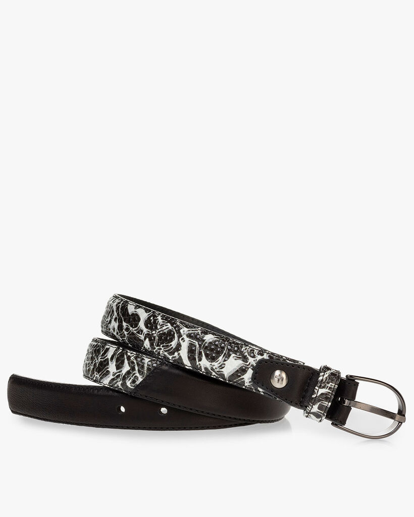 Belt leather black/white