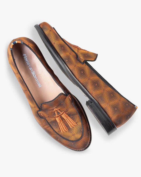 Loafer braun Textil mit Print