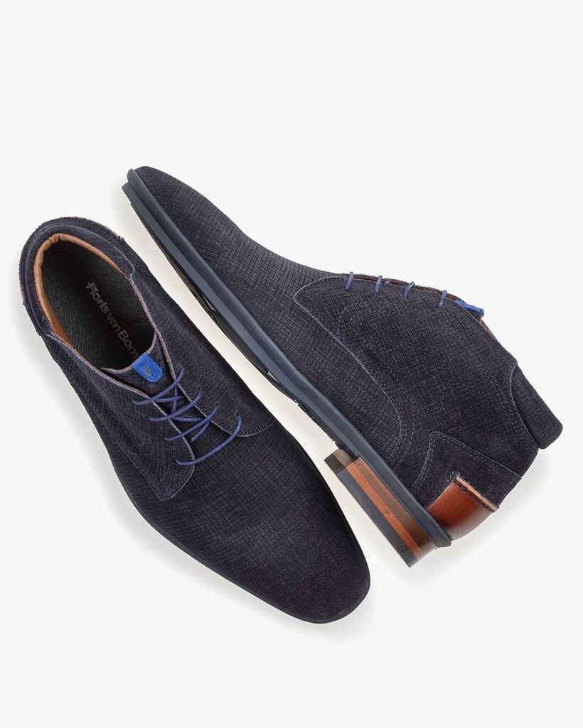 Stiefel mit Print Wildleder blau