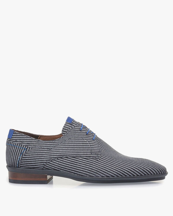 Blue suede leather lace shoe