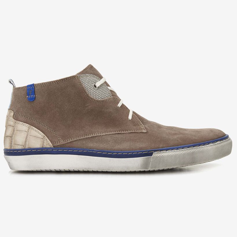 Floris van Bommel taupefarbener Herren-Sneaker aus Veloursleder