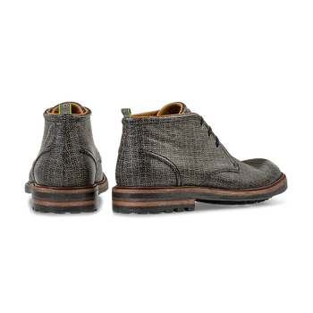 Schn&uuml;rstiefel bedrucktes Leder taupe