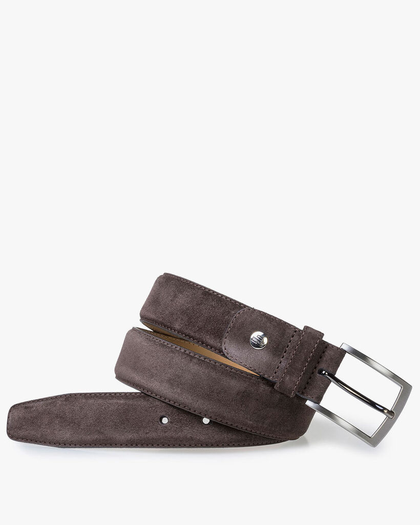 Belt suede leather dark brown
