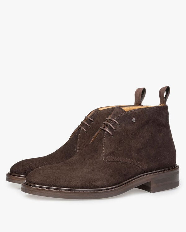 Dunkelbrauner Wildleder-Schn&uuml;rstiefel