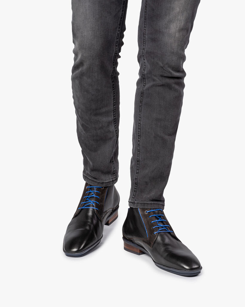 Schn&uuml;rstiefel Kalbsleder Schwarz