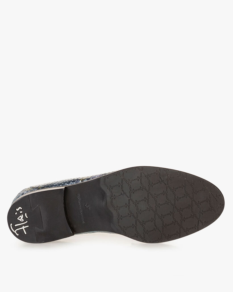 Loafer Leder mit Print blau