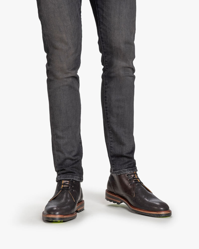 Schn&uuml;rstiefel Leder schwarz