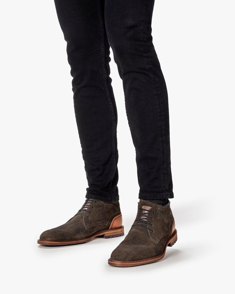 Lace boot suede dark green