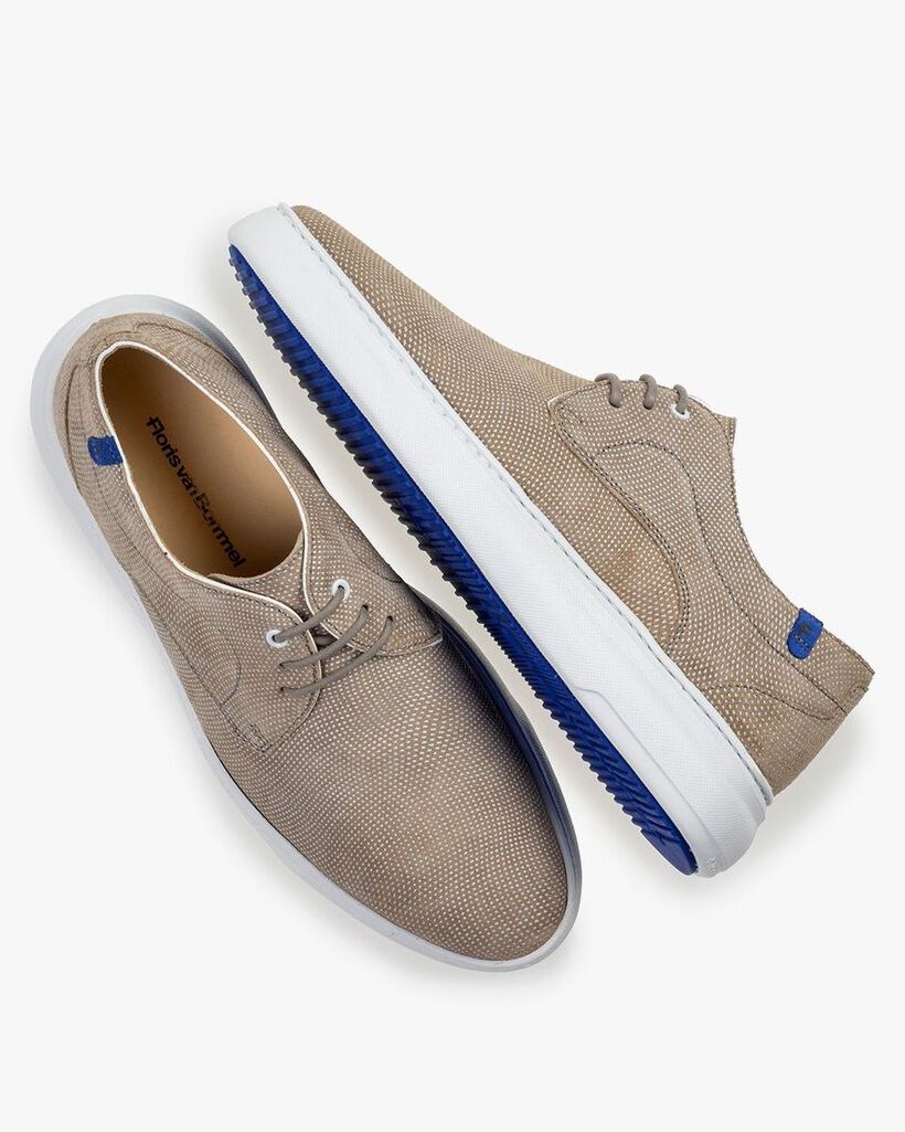 Sneaker mit Print Wildleder sandfarben