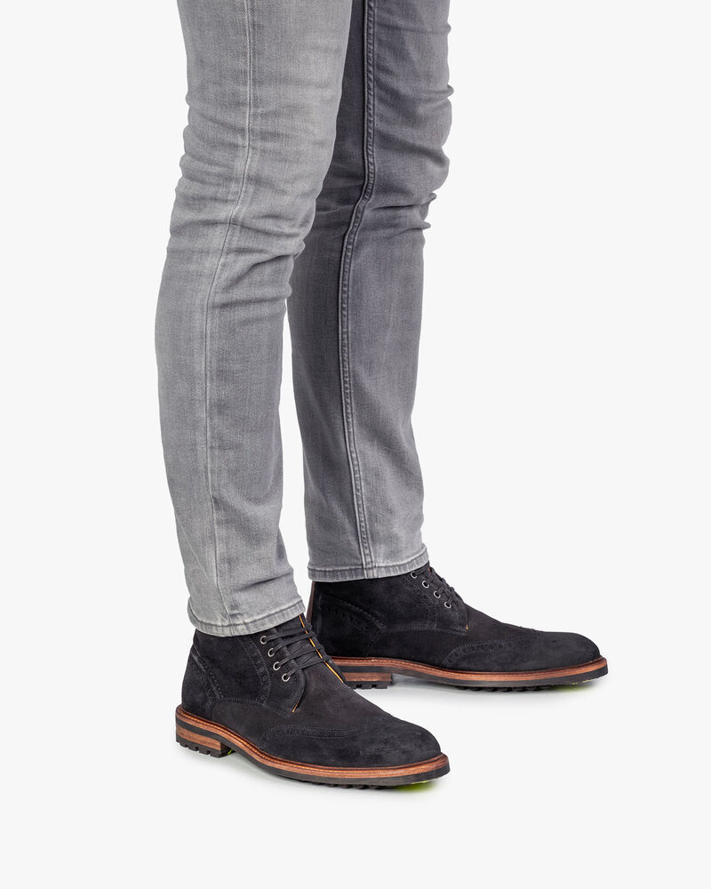 Schn&uuml;rstiefel Wildleder schwarz