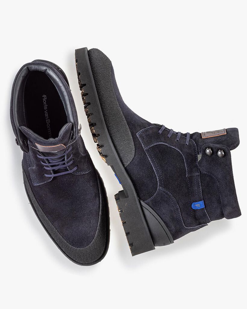 Schn&uuml;rstiefel blau Wildleder