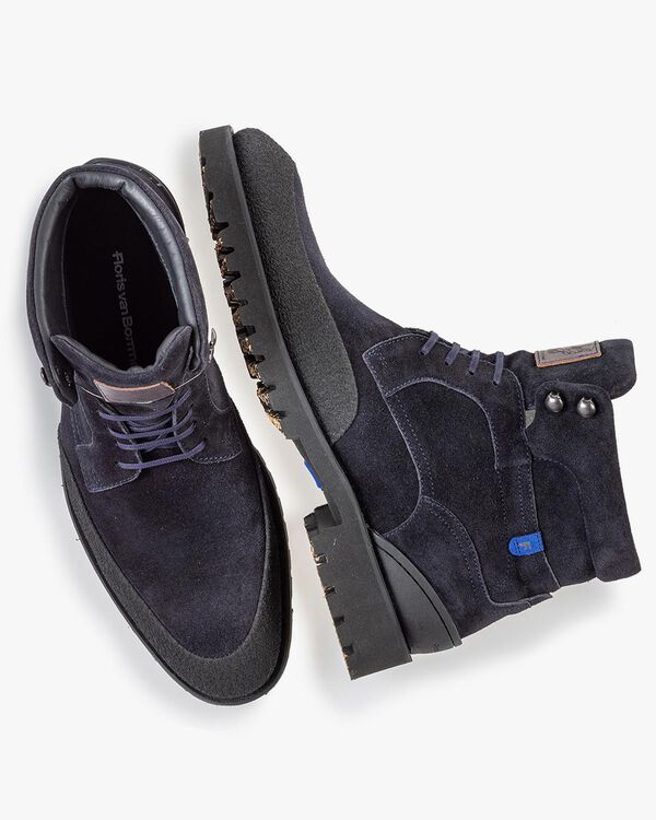 Schn&uuml;rstiefel blau Wildleder