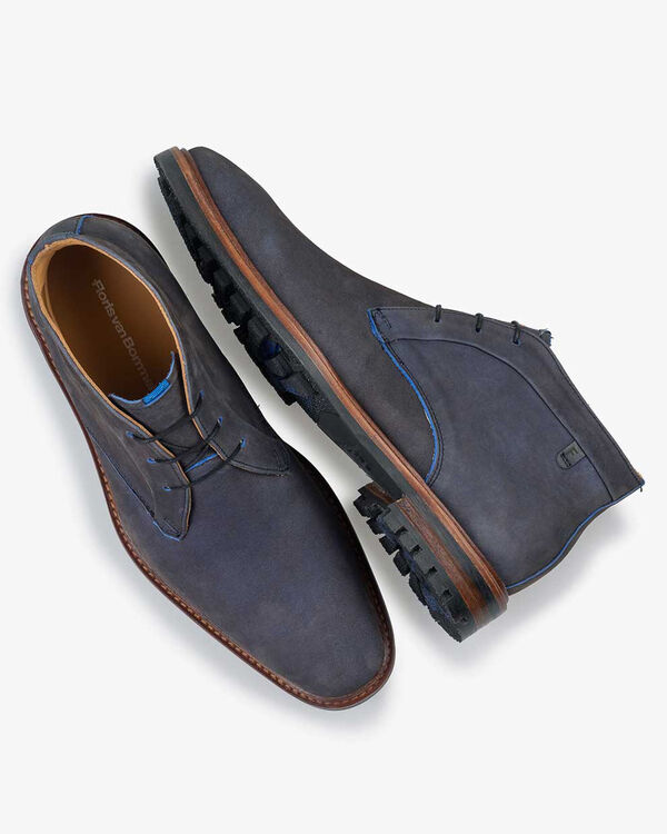 Schn&uuml;rstiefel Nubukleder dunkelblau