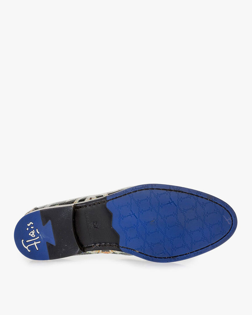 Schwarzer Leder-Loafer Print