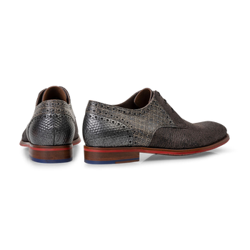 Schn&uuml;rschuh Wildleder-Print grau