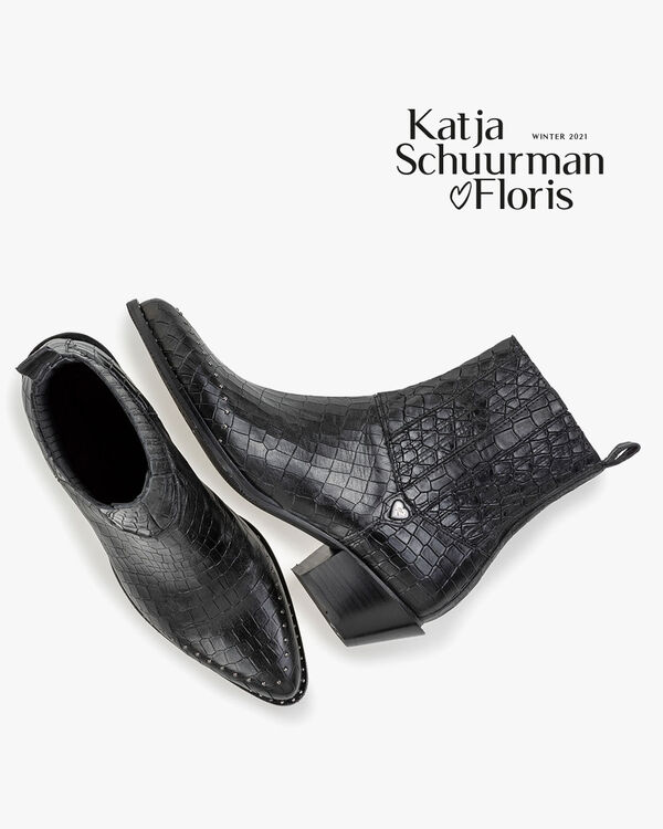 Chelsea Boot Reptilienprint schwarz