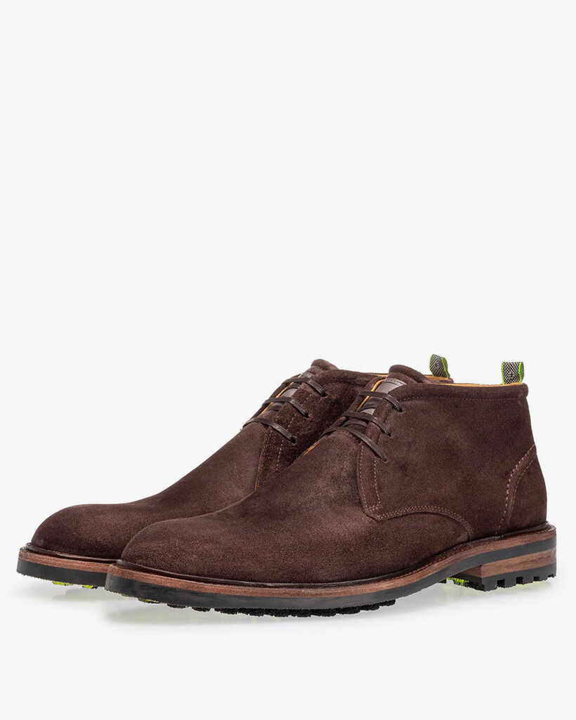 Lace boot suede leather brown