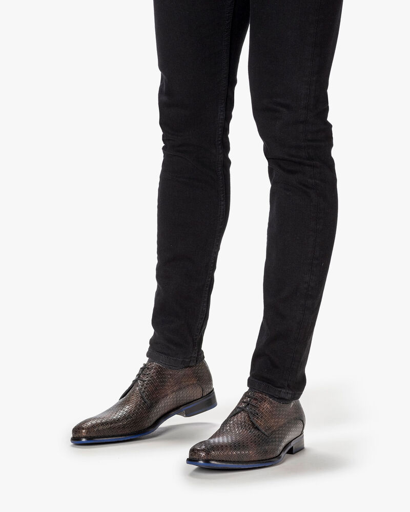 Schn&uuml;rschuh Metallic-Print bronze