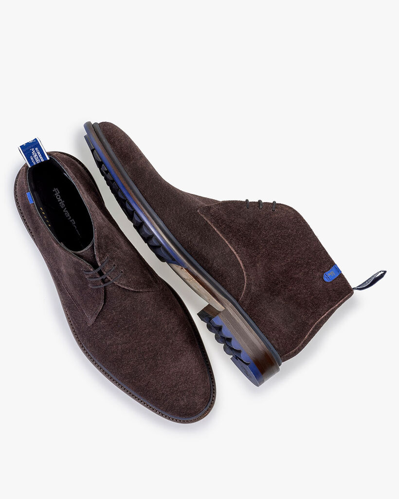 Schn&uuml;rstiefel Wildleder dunkelbraun