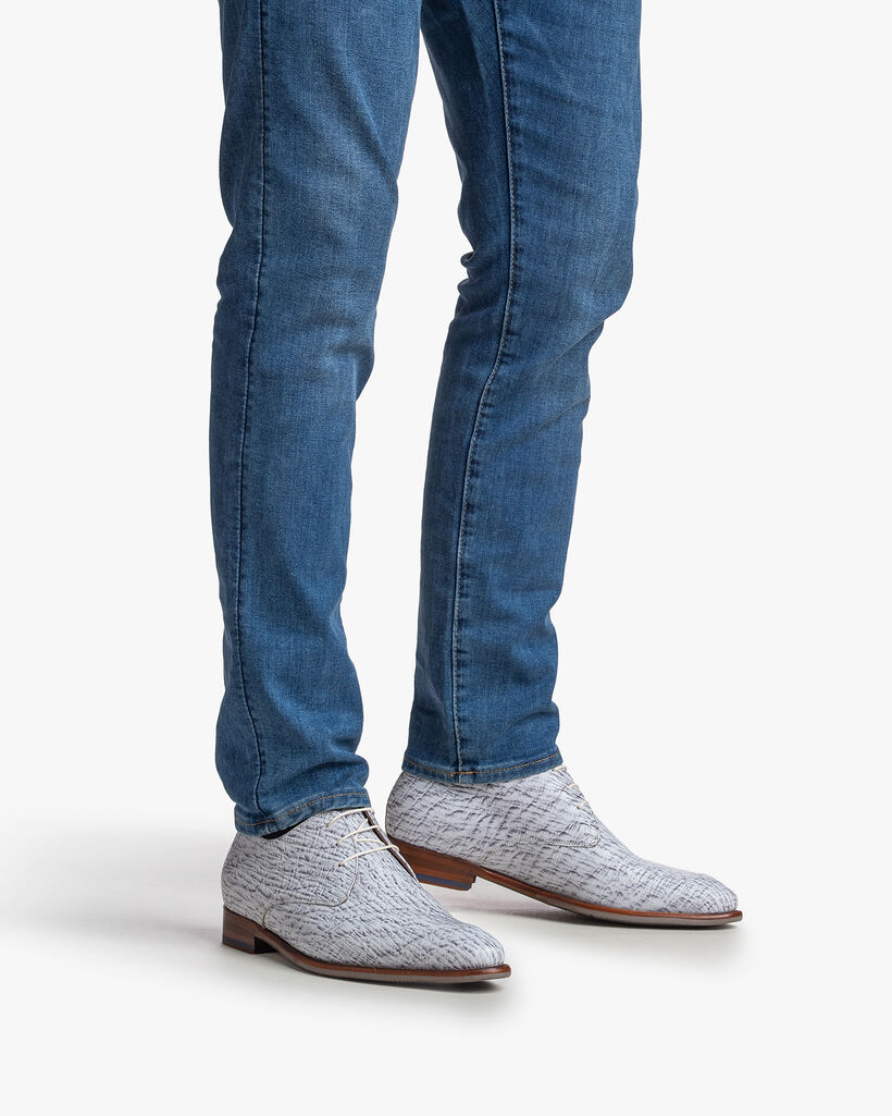 Lackleder-Schn&uuml;rschuh mit Krokoprint