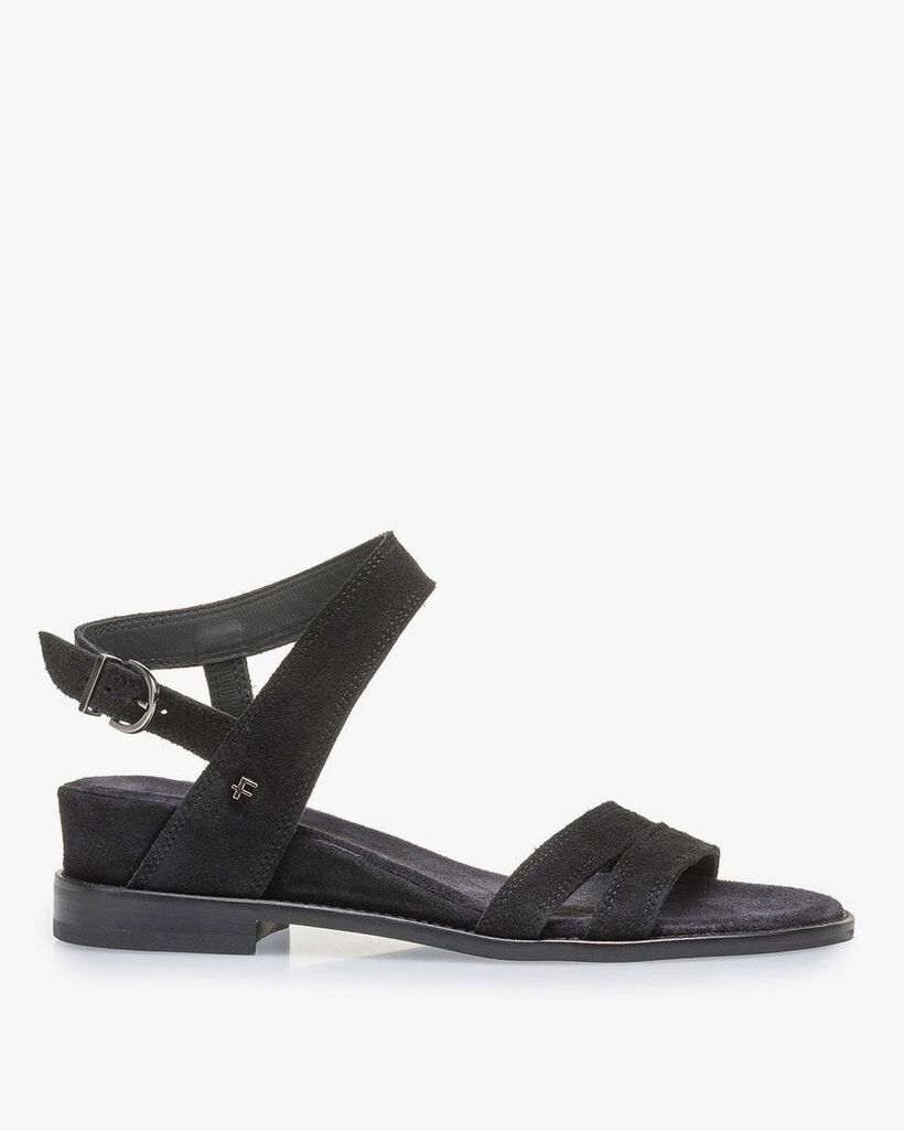 Black suede leather sandals