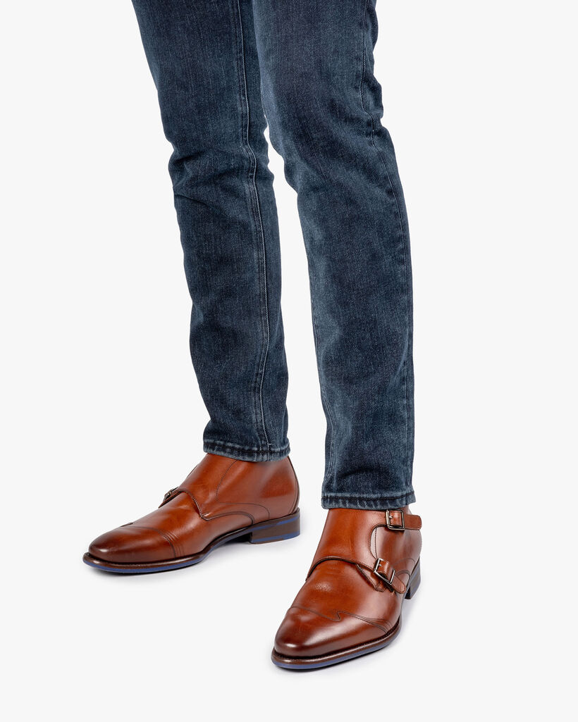 Schnallenschuh Kalbsleder cognac