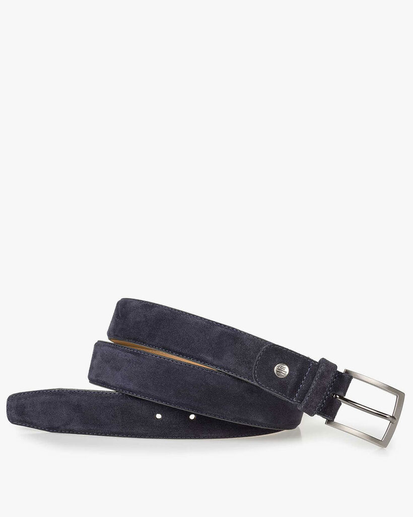 Dark blue suede leather belt