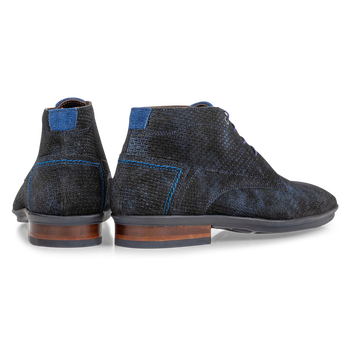 Lace boot blue with print