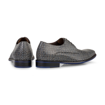 Schn&uuml;rschuh Leder-Print schwarz-wei&szlig;