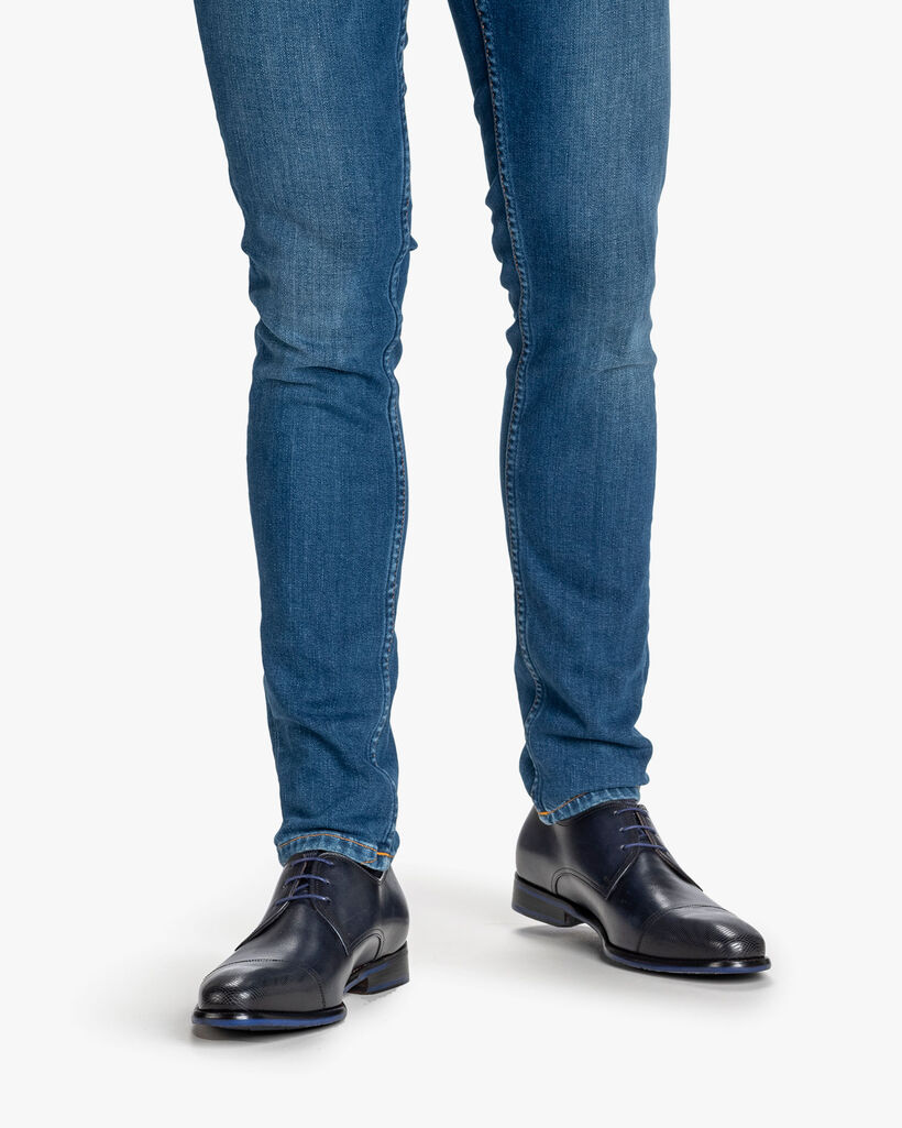 Lace shoe calf leather dark blue